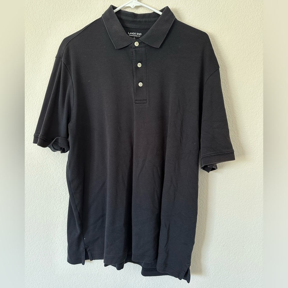 Land’s End Black Polo 100% Cotton (Large)